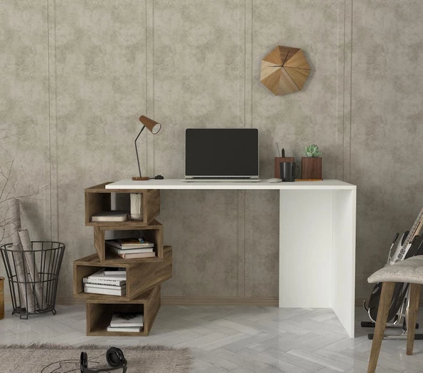 Dekorister Jenga Çalışma Masası Beyaz-Ceviz