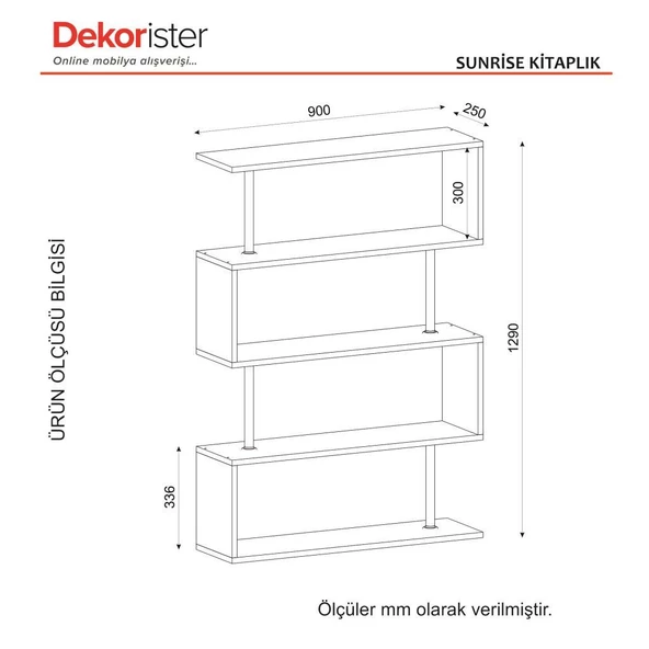 Dekorister Sunrise Kitaplık Beyaz - 8