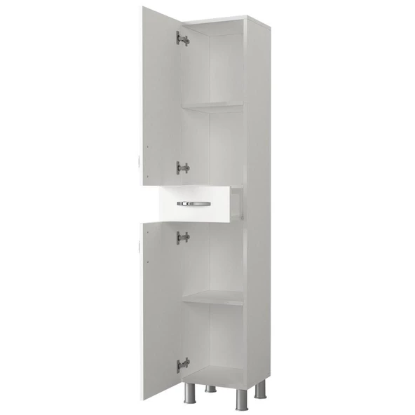 Dekorister Selin 2 Kapak 1 Çekmeceli Banyo Boy Dolabı Beyaz - 5