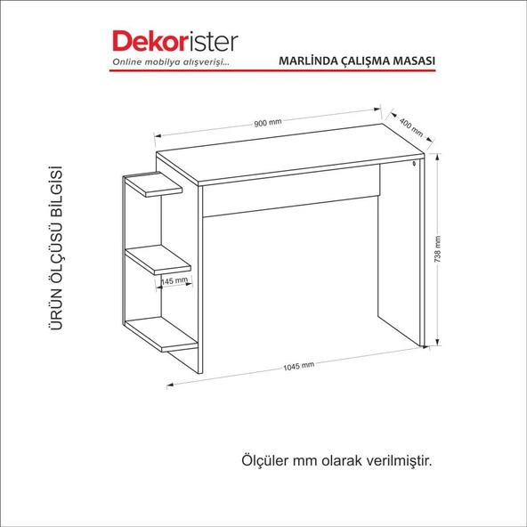 Dekorister Marlinda Çalışma Masası Beyaz - 6