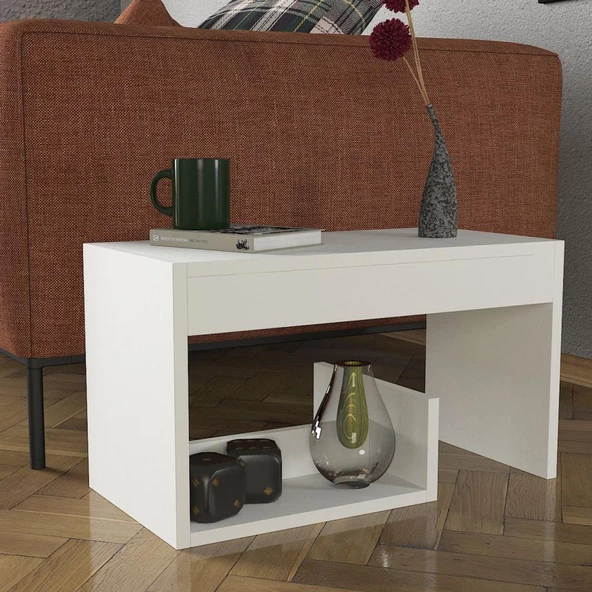 Dekorister Sister Koltuk Yan Sehpa Beyaz - Resim 2