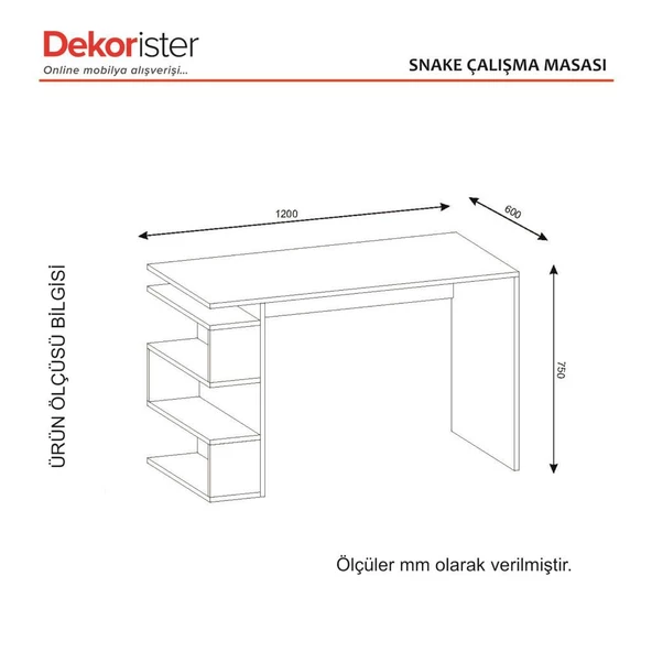 Dekorister Snake Çalışma Masası Beyaz-Ceviz - 7