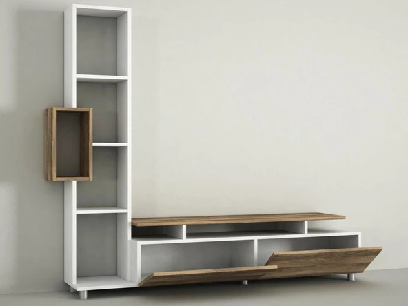 Dekorister Tulip Kitaplıklı Tv Ünitesi Beyaz-Ceviz - 5