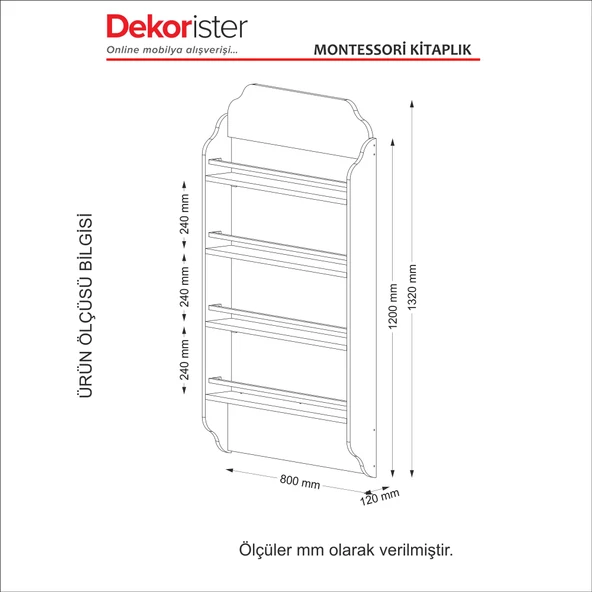 Dekorister Exclusive Montessori Kitaplık Beyaz - 9