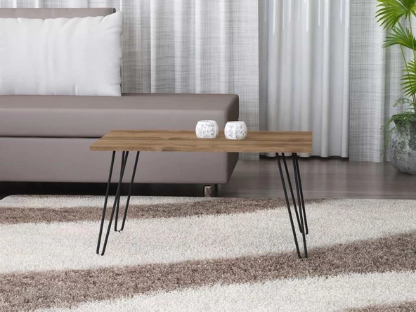 Dekorister Deren Metal Ayaklı Orta Sehpa Ceviz - 2