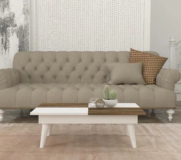 Dekorister Castrum Orta Sehpa Beyaz-Ceviz - 2