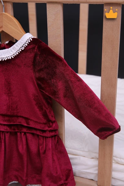 Babyhola Kız Bebek Çocuk Şık Bayramlık Nostaljik Kadife Elbise 13542 - 5