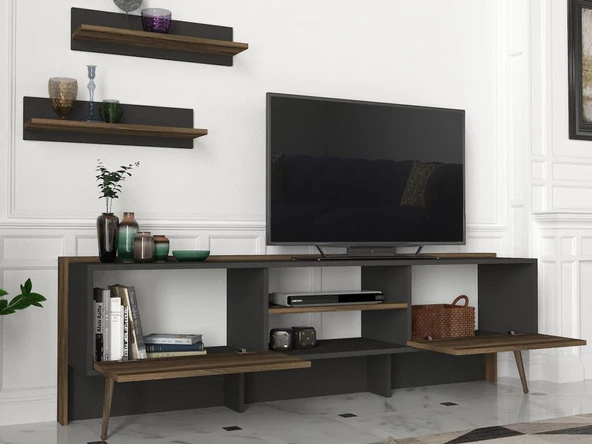 Dekorister Exclusive Strato Tv Ünitesi Antrasit-Ceviz - 3
