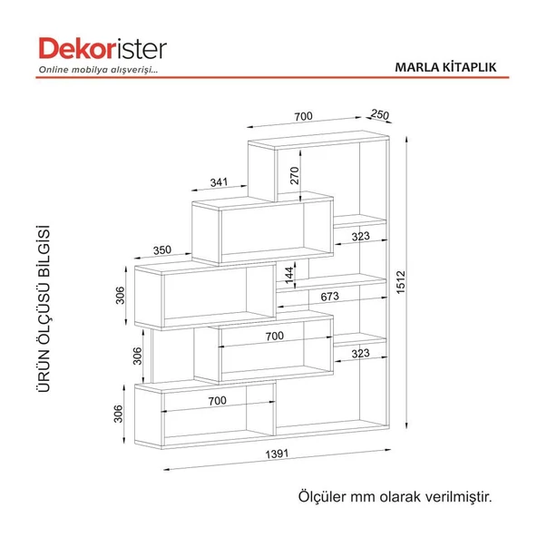 Dekorister Marla Kitaplık BEYAZ-CEVİZ - 6