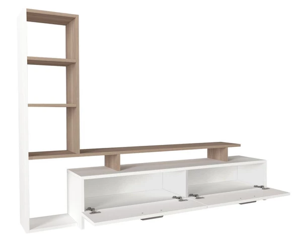 Dekorister Şimal Kitaplıklı Tv Ünitesi Beyaz-Cordoba - 7