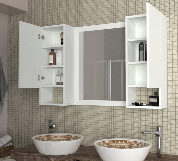 Dekorister Antuan Banyo Üst Dolabı Aynalı Beyaz - 2