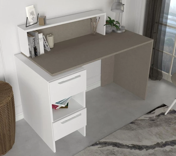 Dekorister Mikasa Çalışma Masası Beyaz-Bohça - 5