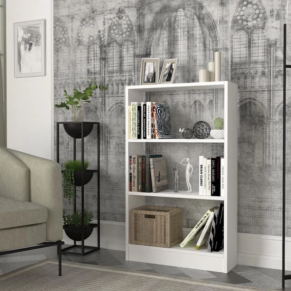 Dekorister Cella 3 Raflı Kitaplık Beyaz - 3