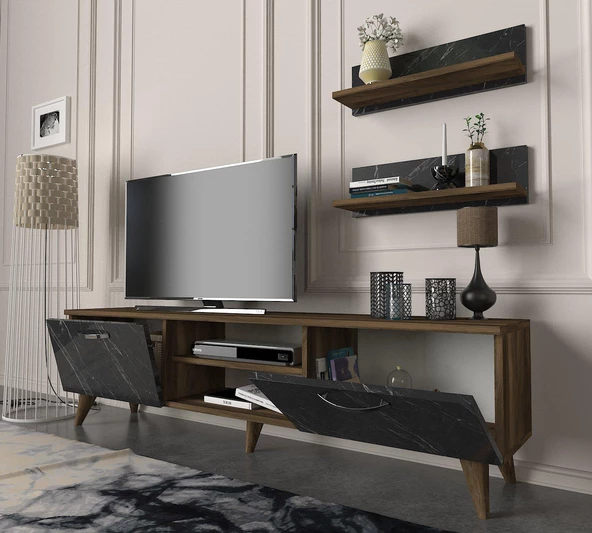 Dekorister Ayden Tv Ünitesi Ceviz-Mermer - Resim 3