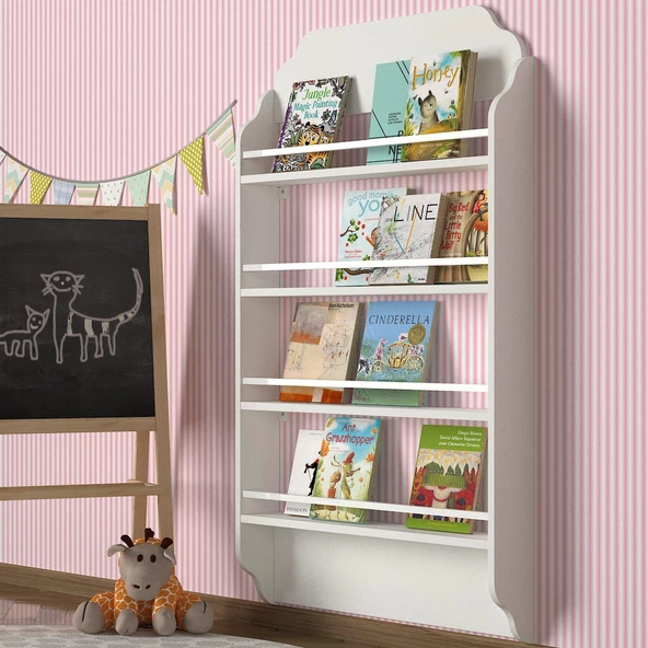 Dekorister Exclusive Montessori Kitaplık Beyaz - 6