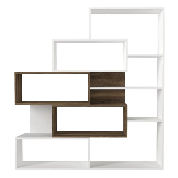 Dekorister Marla Kitaplık BEYAZ-CEVİZ - 4
