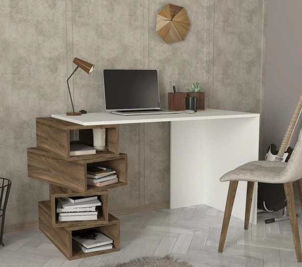 Dekorister Jenga Çalışma Masası Beyaz-Ceviz - 4