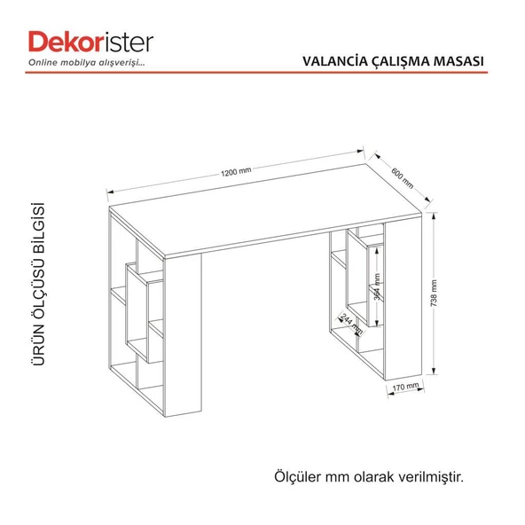 Dekorister Valancia Çalışma Masası Beyaz - 6