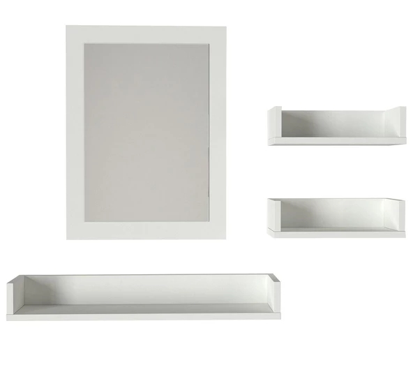 Dekorister Simon Banyo Üst Dolabı Aynalı Etajer Beyaz - 4