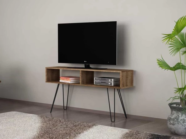 Dekorister Alya Tv Metal Ayaklı Ünitesi Ceviz