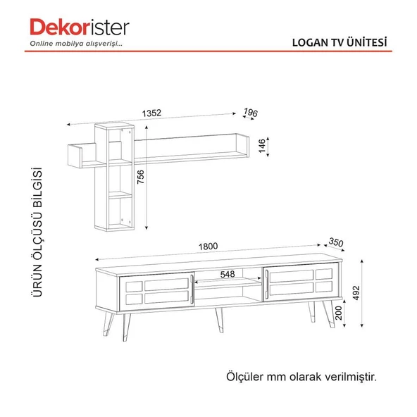 Dekorister Logan Tv Ünitesi Ceviz-Bohça - 4