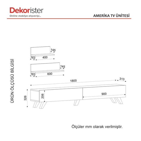Dekorister Amerika Tv Ünitesi Beyaz-Ceviz - 8