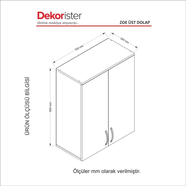 Dekorister Zoe Banyo Üst Dolabı Beyaz - 5