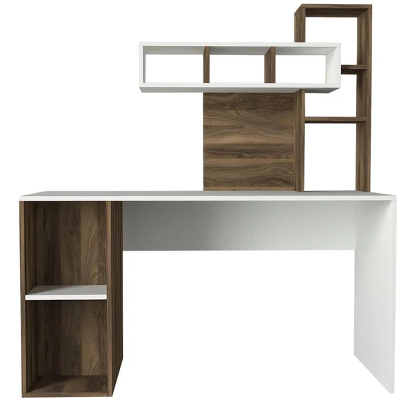 Dekorister Coral Kitaplıklı Çalışma Masası Beyaz-Ceviz - 4