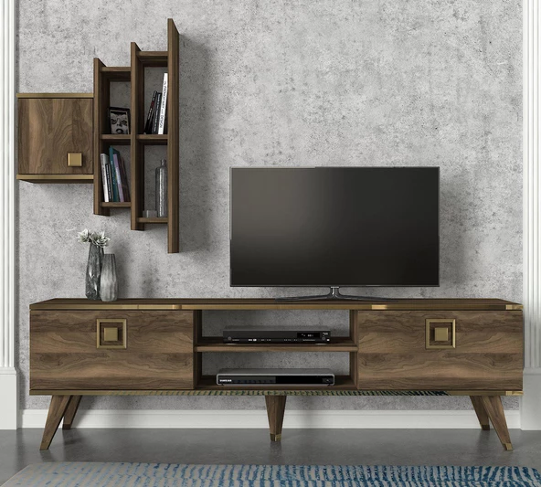 Dekorister Exclusive Gloss Tv Ünitesi Ceviz