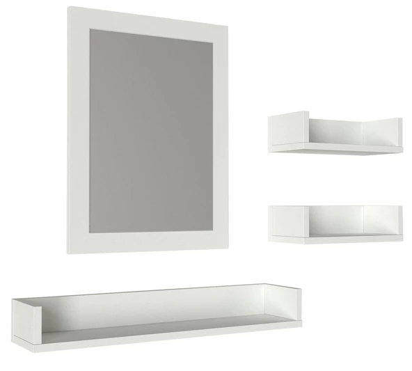 Dekorister Simon Banyo Üst Dolabı Aynalı Etajer Beyaz - 3