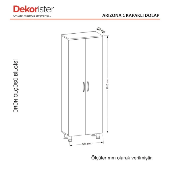 Dekorister Arizona 2 Kapaklı Çok Amaçlı Banyo Dolabı - 6