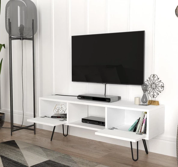 Dekorister Moda Metal Ayaklı Tv Ünitesi Beyaz - 2
