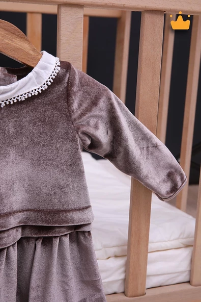 Babyhola Kız Bebek Çocuk Şık Bayramlık Nostaljik Kadife Elbise 13542 - 4