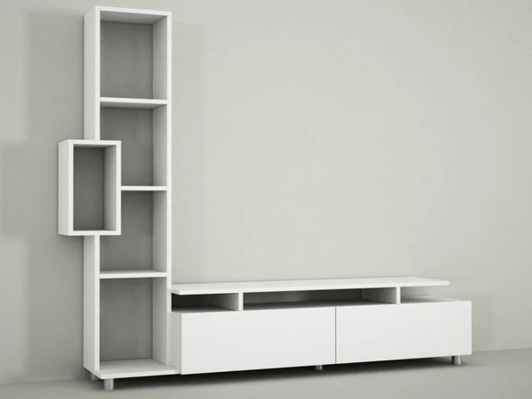 Dekorister Tulip Kitaplıklı Tv Ünitesi Beyaz - 4