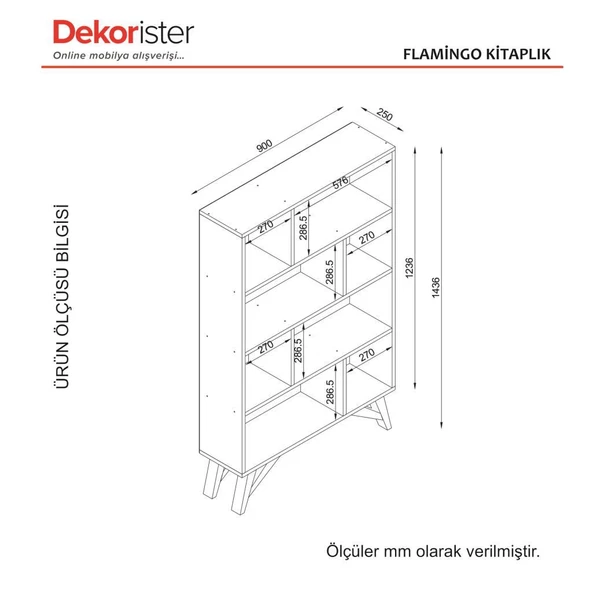 Dekorister Flamingo Kitaplık Ceviz - 6
