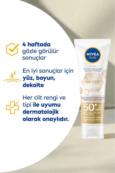 Nivea Luminous630 Leke Karşıtı Güneş Koruyucu Yüz Kremi 40ml, Spf50, Hyalüronik Asit, E Vitamini, Uva/uvb - 7