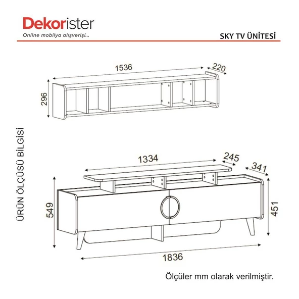Dekorister Exclusive Sky Tv Ünitesi Ceviz - Resim 8
