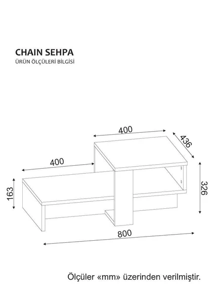 Dekorister Chain Orta Sehpa Beyaz-Ceviz - 8
