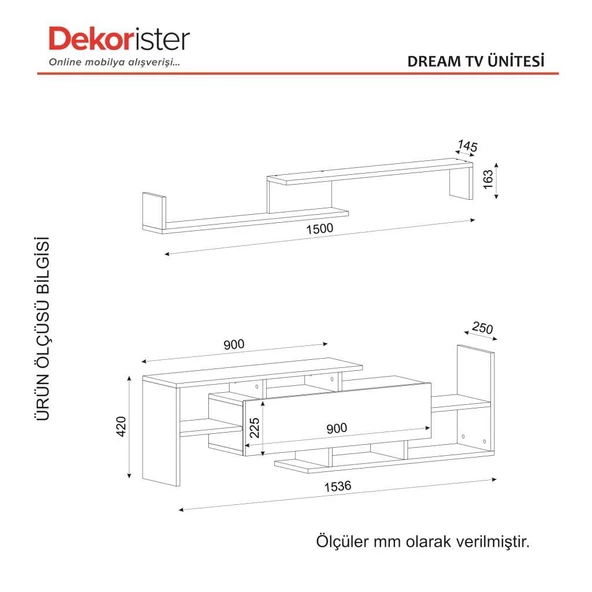 Dekorister Dream Tv Ünitesi Beyaz-Ceviz - 7