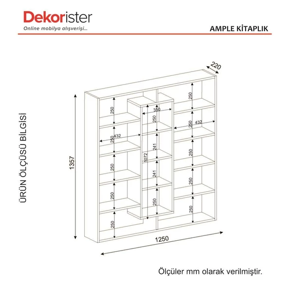 Dekorister Ample Kitaplık Siyah-Beyaz - 4