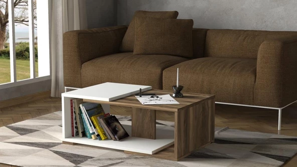 Dekorister Modern Orta Sehpa Beyaz-Ceviz - 2