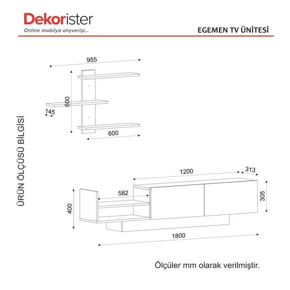Dekorister Egemen Tv Ünitesi Beyaz - 6