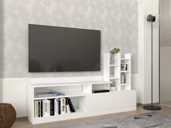 Dekorister Dolunay Kitaplıklı Tv Ünitesi Beyaz - 2