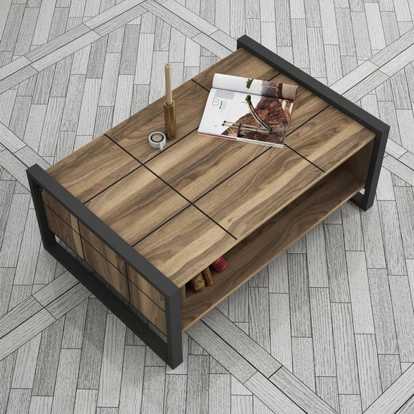 Dekorister Exclusive Lost Metal Orta Sehpa Ceviz - 3