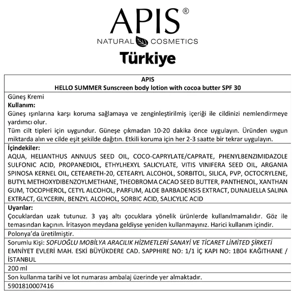 Kakao Yağlı Güneş Kremi SPF 30 - 200ml - 4