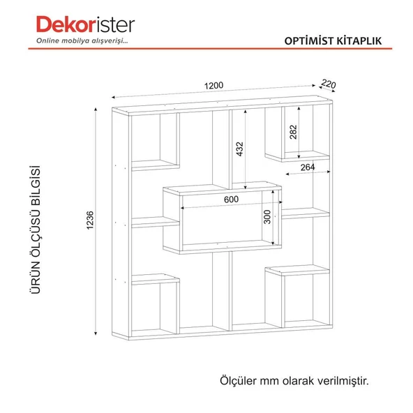 Dekorister Optimist Kitaplık Beyaz - 7