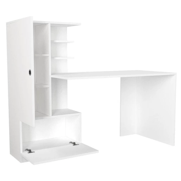Dekorister Domingos Kitaplıklı Çalışma Masası Beyaz - 7