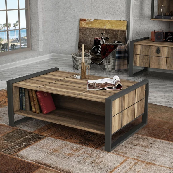 Dekorister Exclusive Lost Metal Orta Sehpa Ceviz - 2