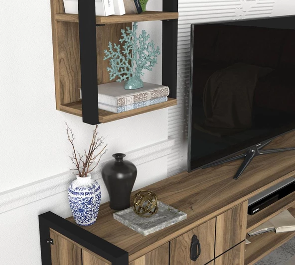 Dekorister Exclusive Lost Metal Tv Ünitesi Ceviz - Resim 4