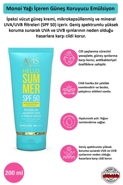 Güneş Kremi  SPF 50 Monoi Yağlı - 200ml